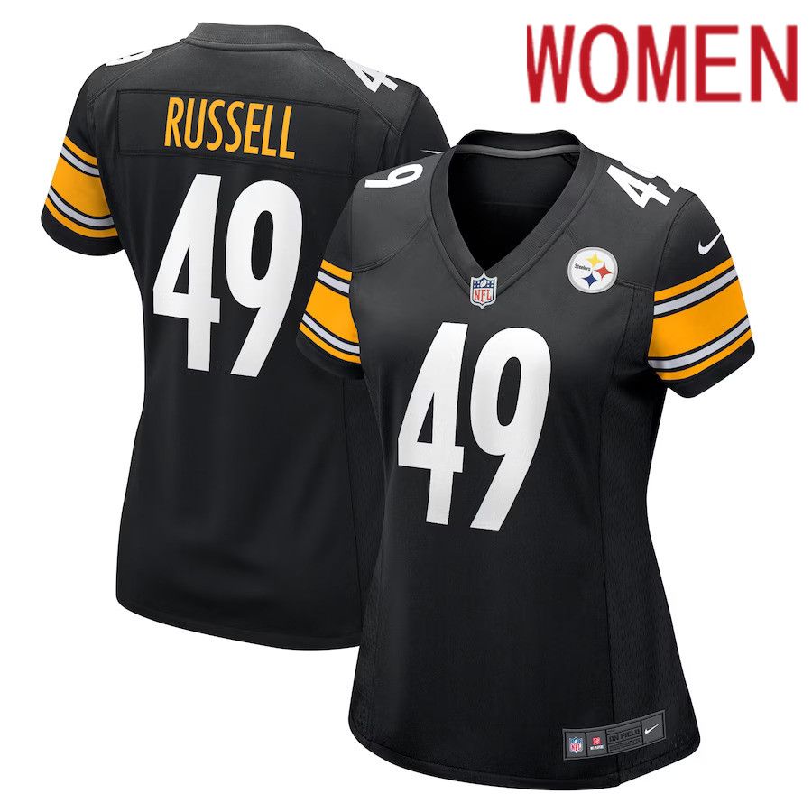 Women Pittsburgh Steelers #49 Chapelle Russell Nike Black Game Player NFL Jersey
